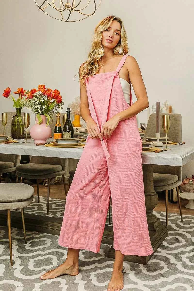 BiBi Textured Jacquard Jumpsuit with Side Pockets