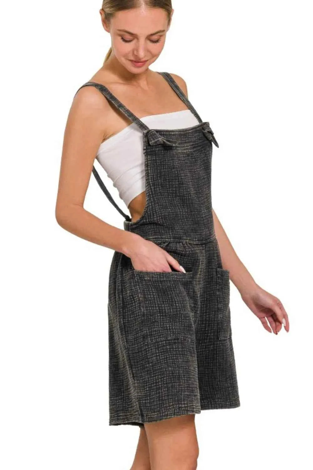 Zenana Woven Double Gauze Acid Washed Romper