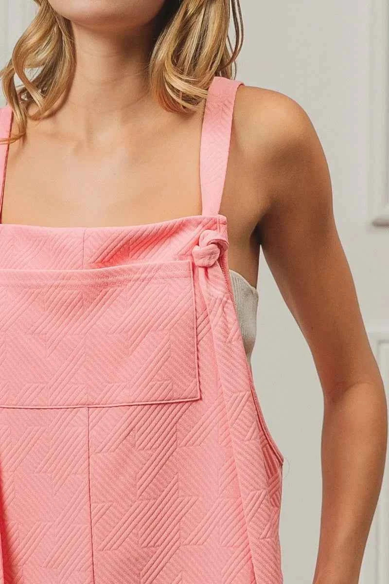 BiBi Texured Jacquard Romper with Side Pockets