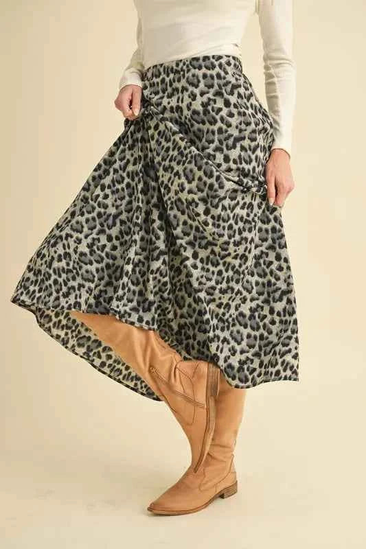 Aemi+Co Leopard Midi Skirt