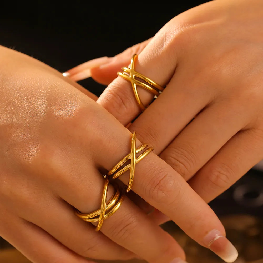18K Gold-Plated Crisscross Ring — Livostyle