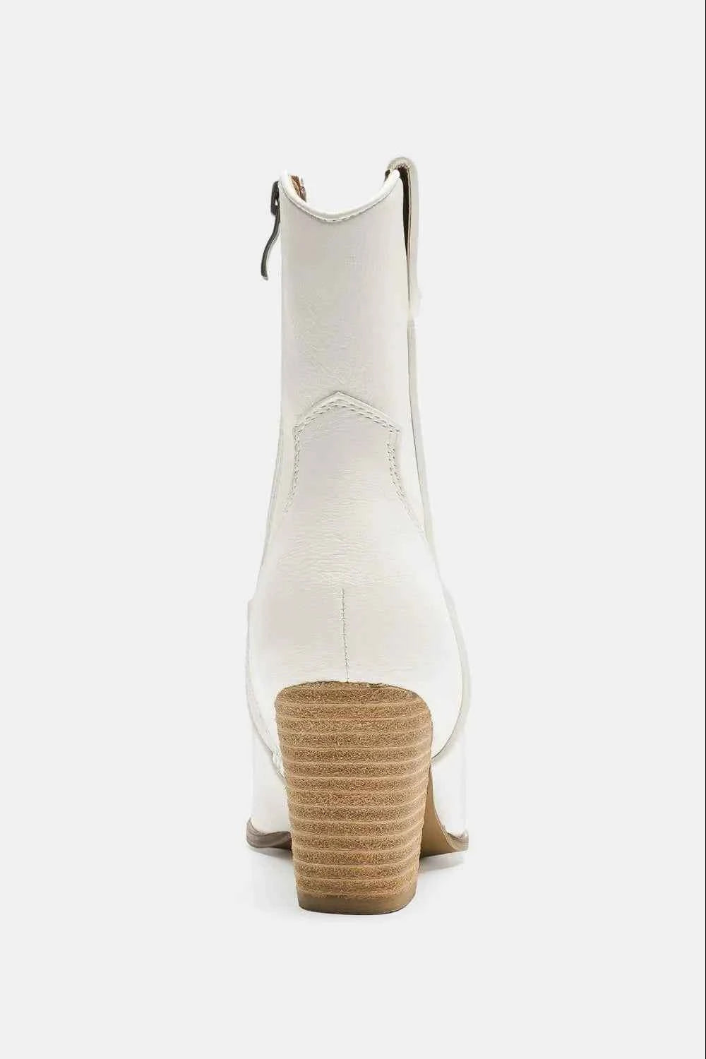 Chic Block Heel Boots with Metallic Toe Cap & Side Zipper
