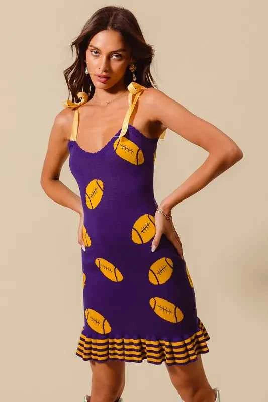 SO ME Gameday Football Knitted Mini Dress