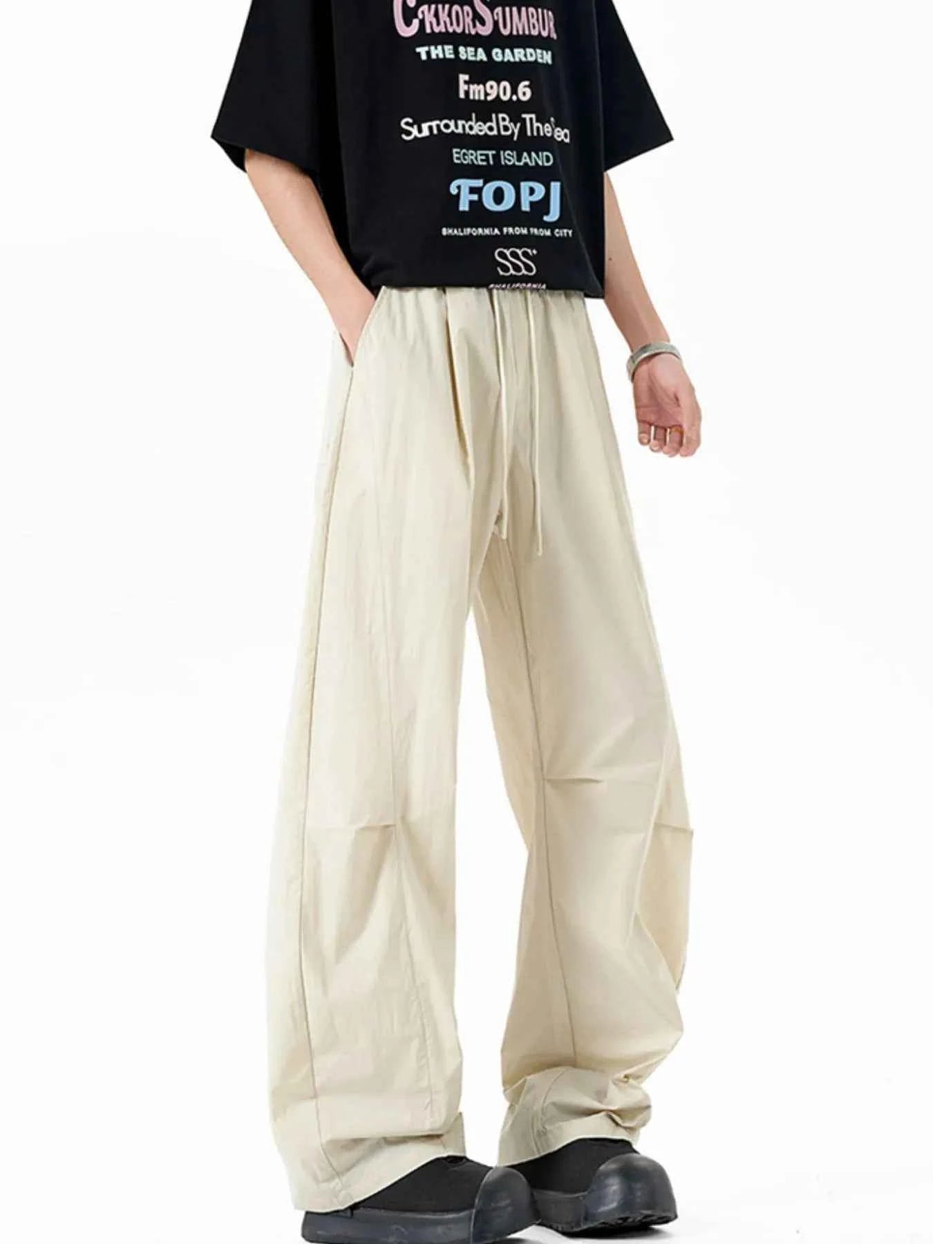 Men's Elastic Waist Wide Leg Pants