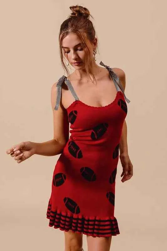 SO ME Gameday Football Knitted Mini Dress
