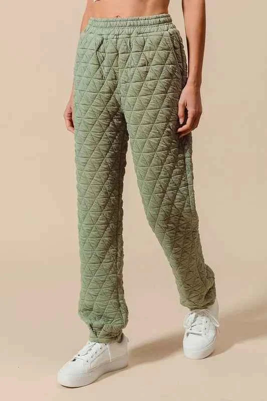 SO ME Triangle Quilted Straight Jogger Pants