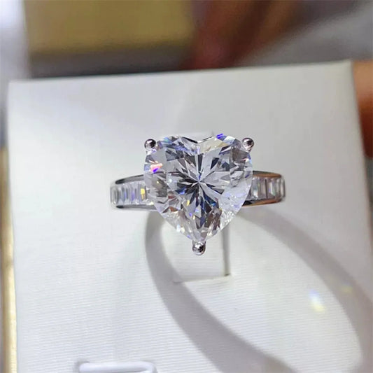 5 Carat Moissanite 925 Sterling Silver Heart Ring — White Ha — square view — Livostyle