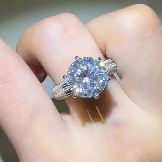 5 Carat Moissanite 925 Sterling Silver Ring — Round Pavé Pro — square view — Livostyle