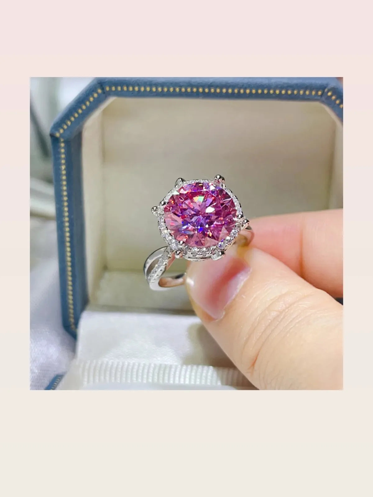 5 Carat Moissanite Halo Engagement Ring — styled showcase — Livostyle