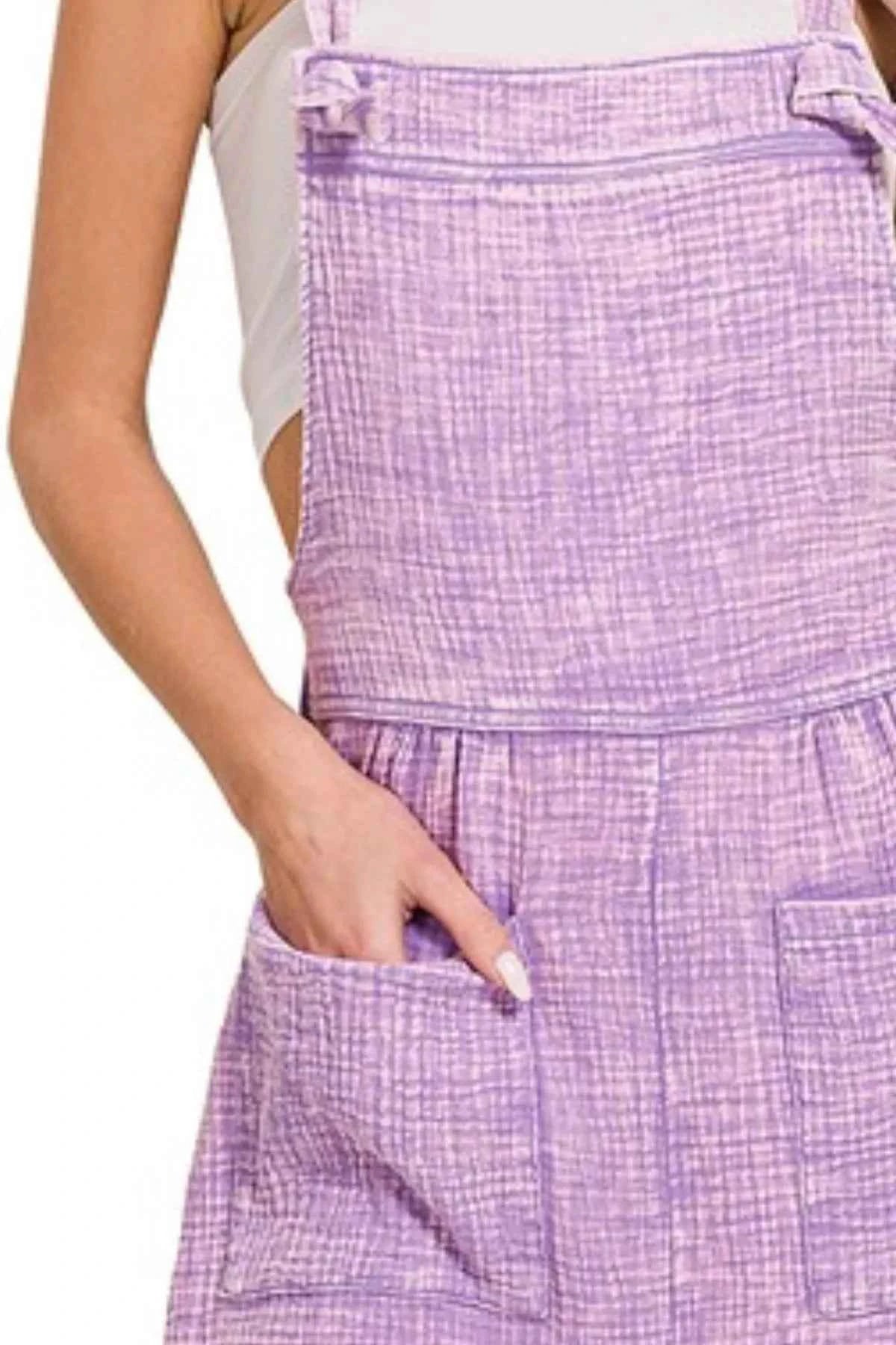 Zenana Woven Double Gauze Acid Washed Romper