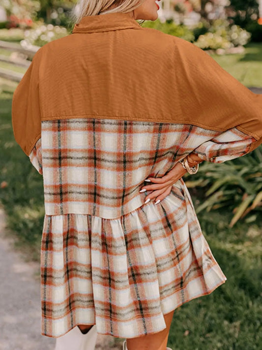 Plaid Button Front Mini Dress detail — Livostyle
