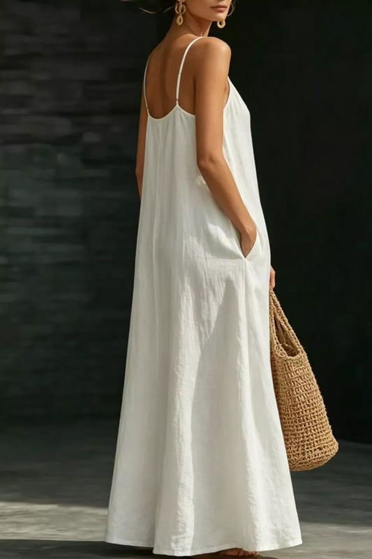 Sleeveless Loose Fit Maxi Dress with Pockets