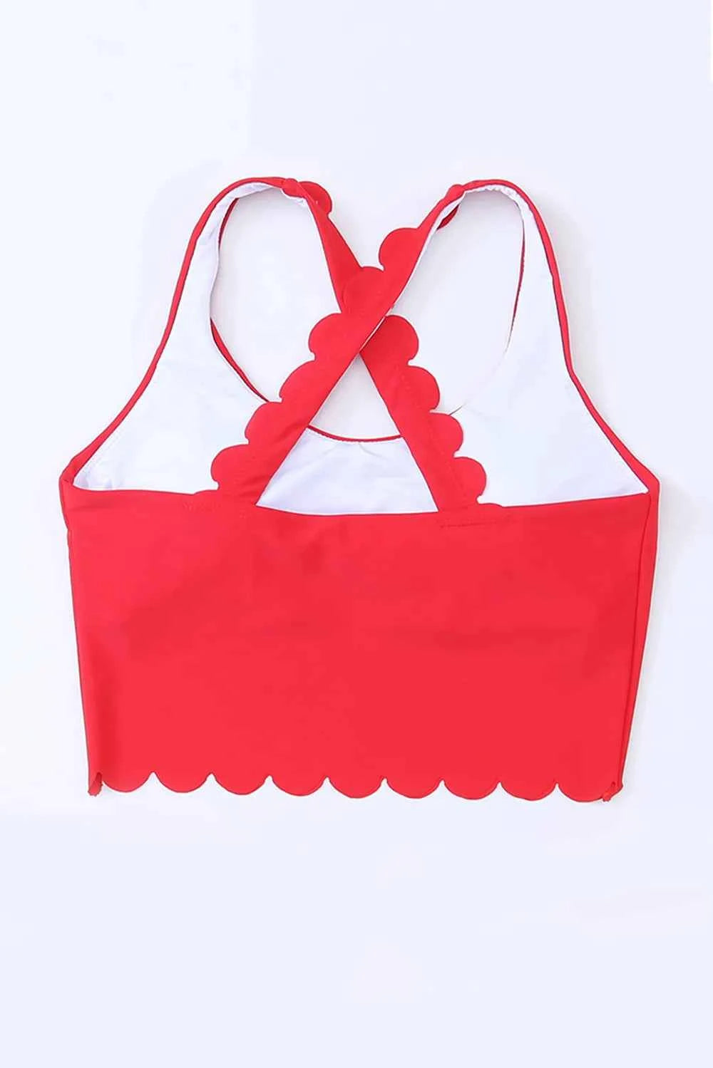 Crisscross Scoop Neck Swim Top