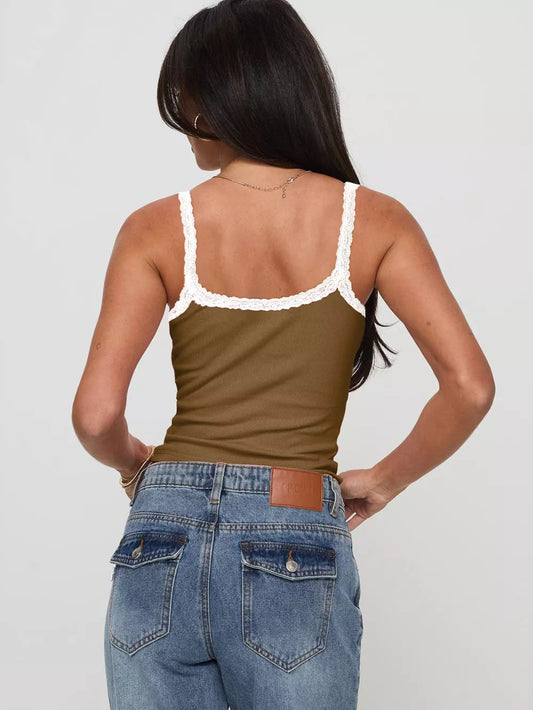 Lace Detail Cropped Cami detail — Livostyle