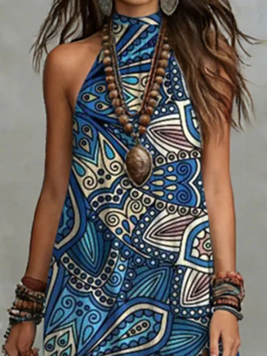 Printed Slit Sleeveless Maxi Dress
