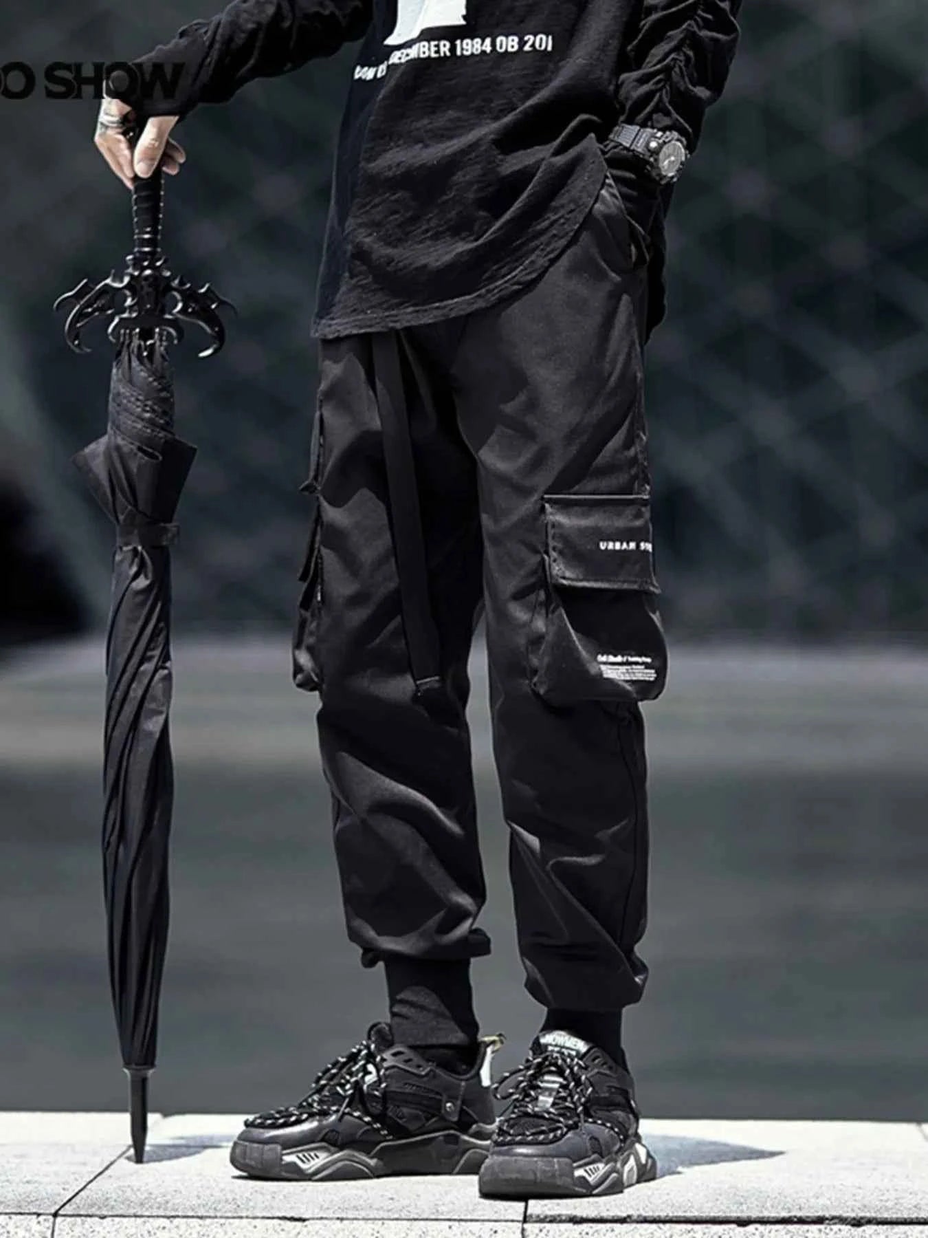 Men's Plus Size Casual Cargo Joggers with Elastic Cuffs