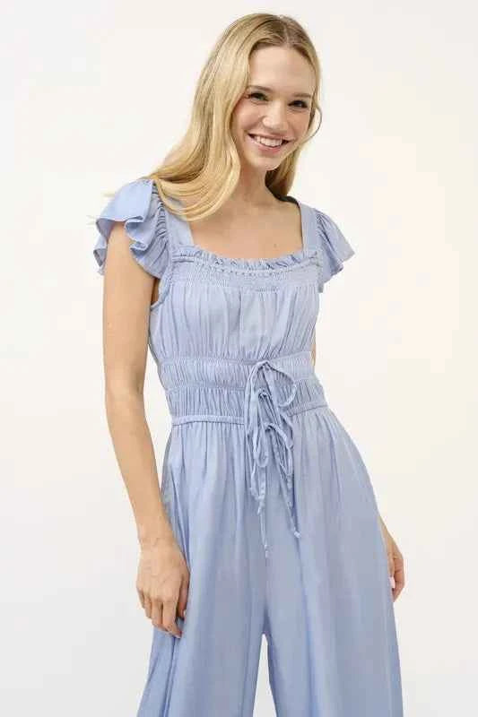 And The Why Ruched Multi Strings Jumpsuit
