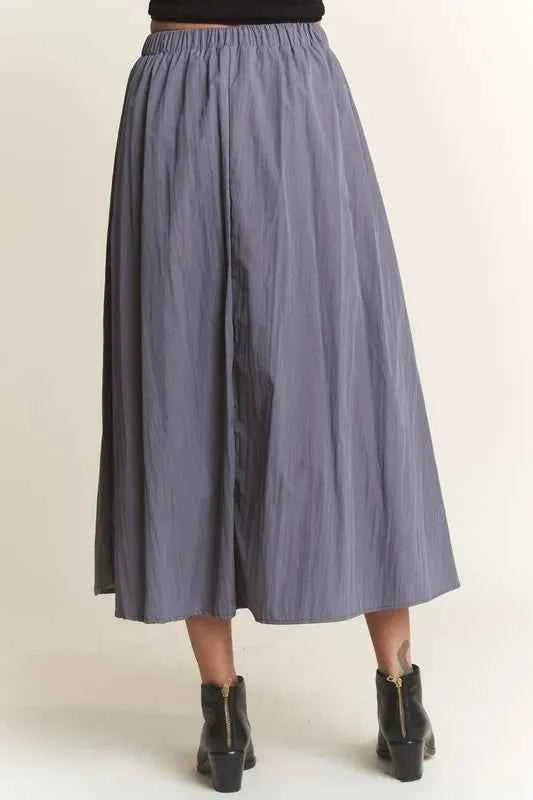 ADORA Drawstring Waist Crinkle Maxi Skirt