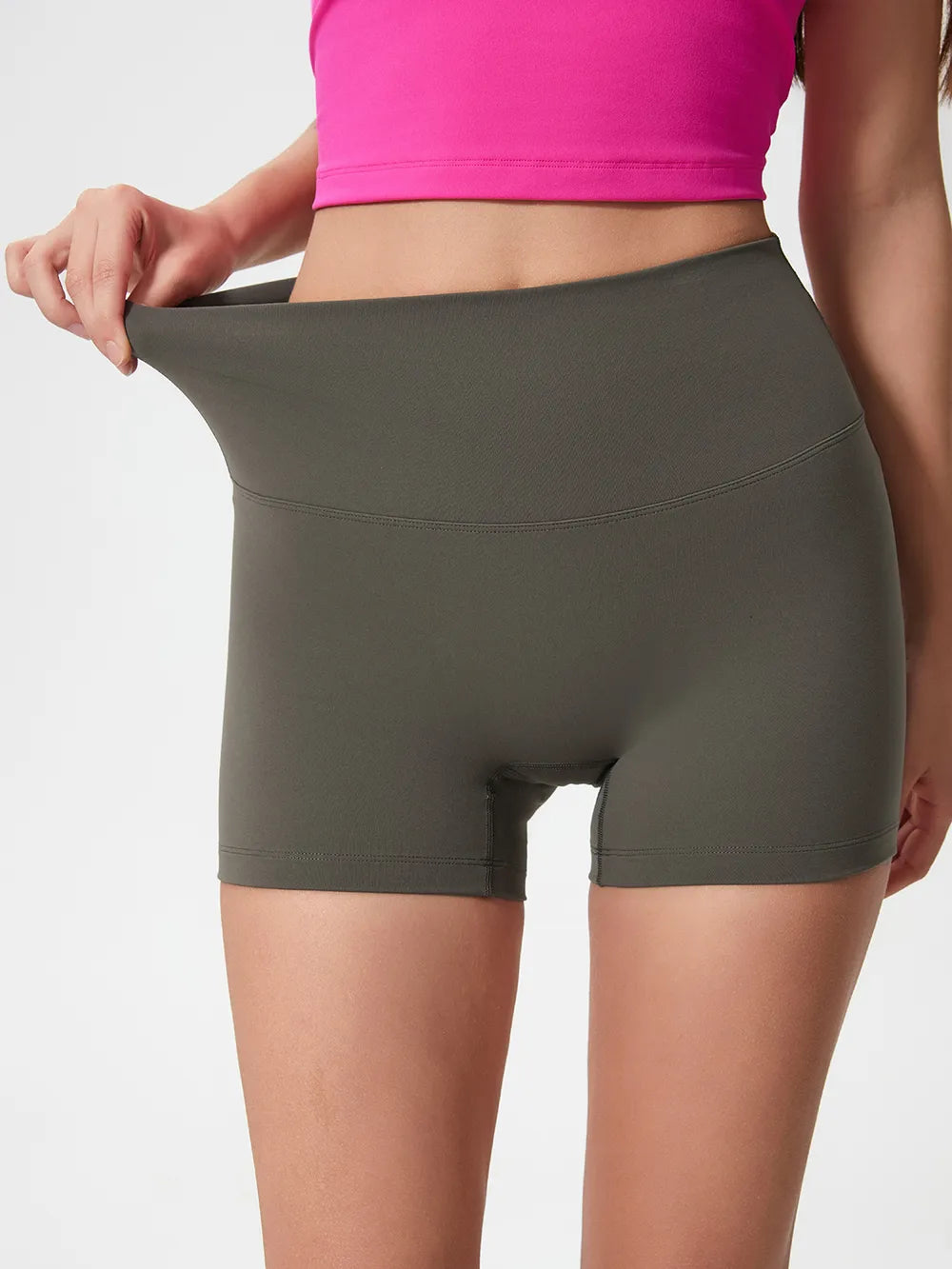 High Waist Active Shorts in Deep Dark Green