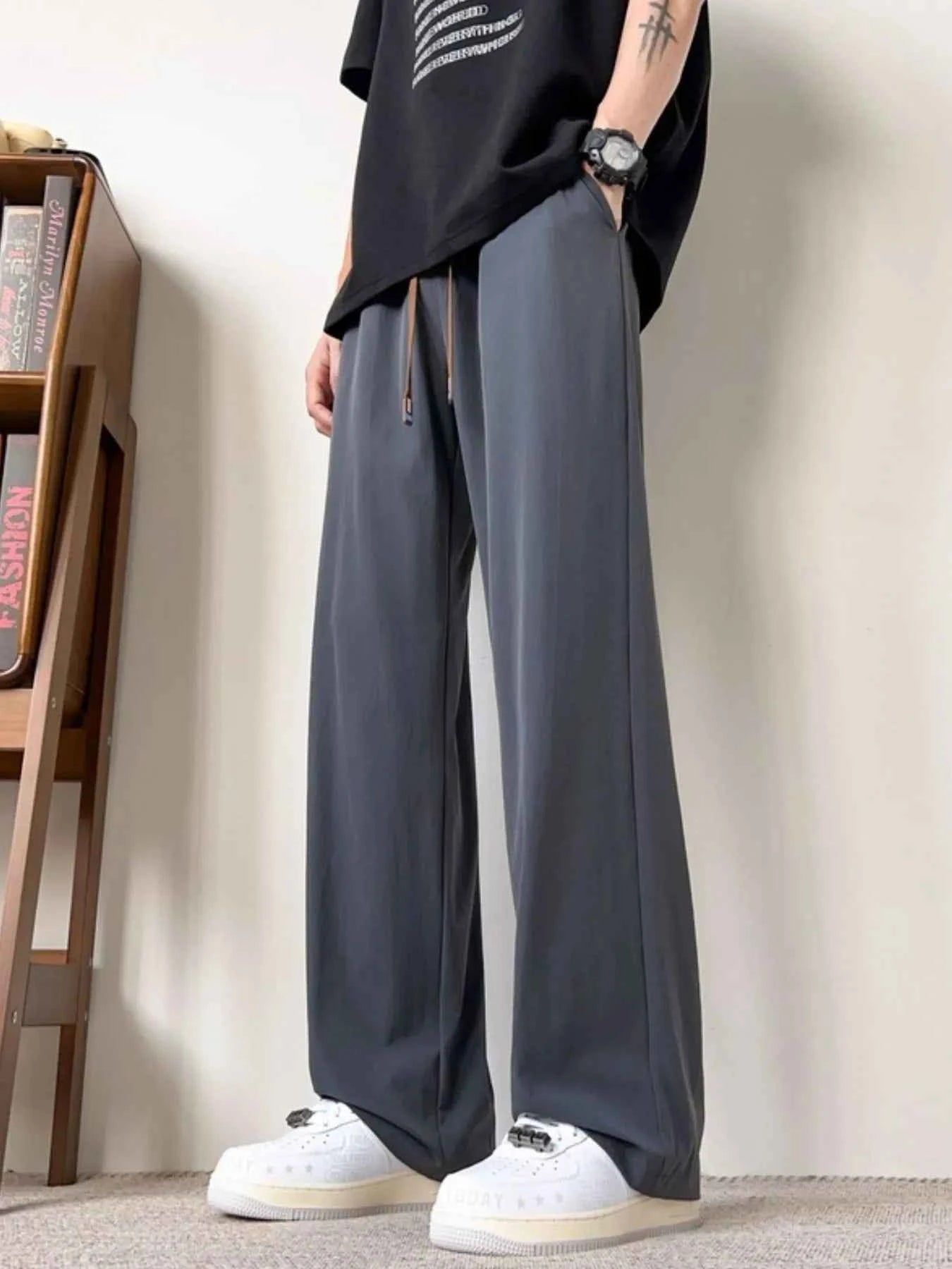 Men's Plus Size Casual Wide Leg Drawstring Pants