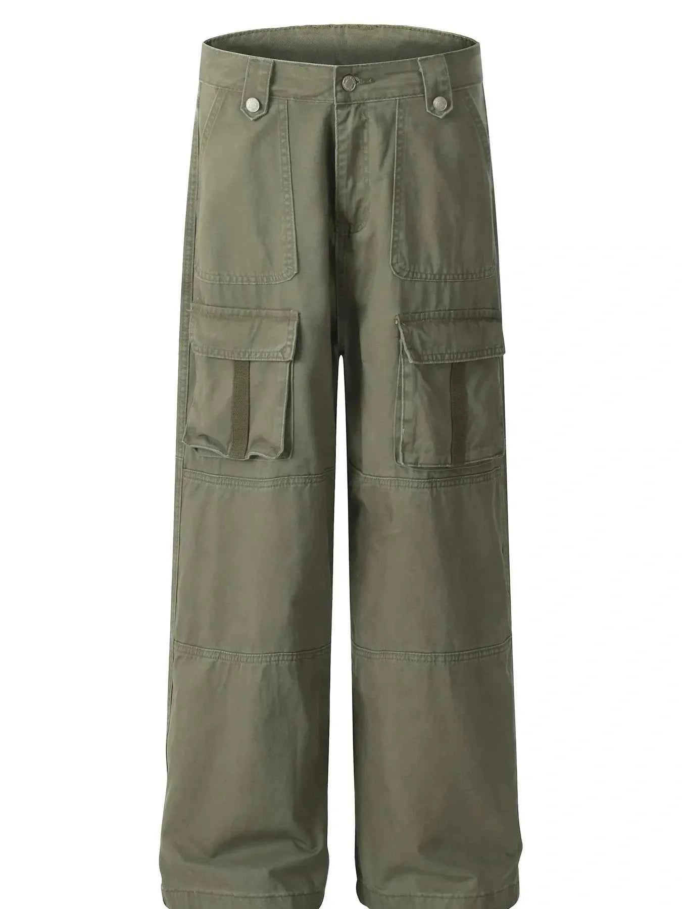 Men's Casual Cargo Wide Leg Pants with Multiple Pockets