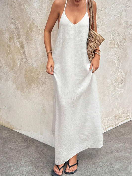 V-Neck Backless Maxi Cami Dress