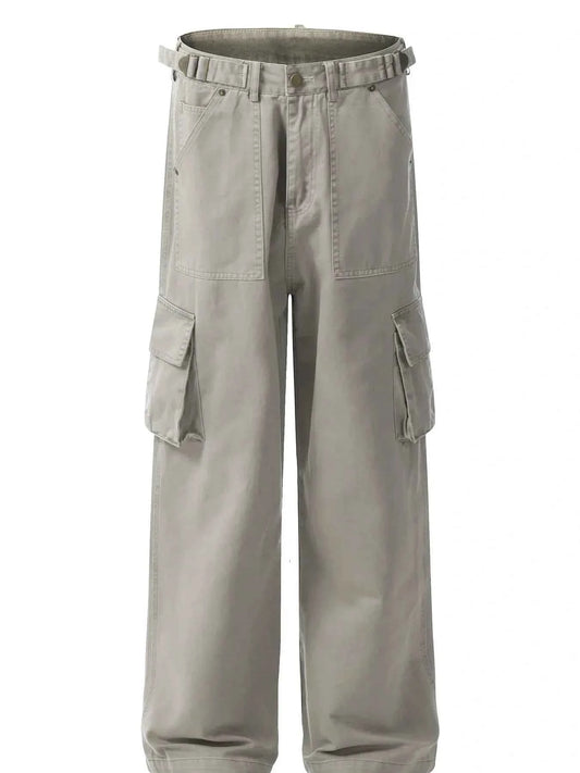 Men's Straight Cargo Pants with Multiple Pockets