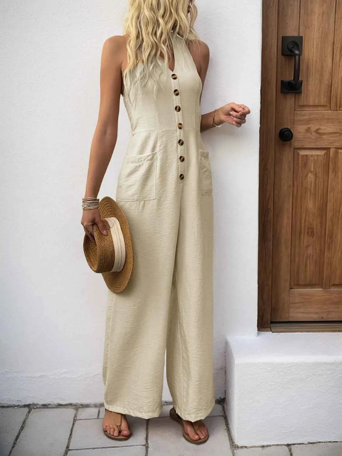 Smocked Halter Neck Jumpsuit