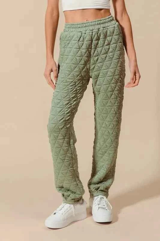 SO ME Triangle Quilted Straight Jogger Pants