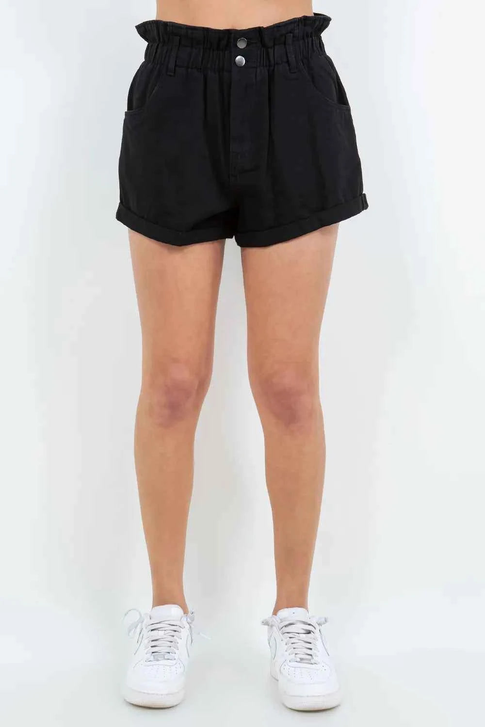 American Bazi High Waist Paper Bag Shorts