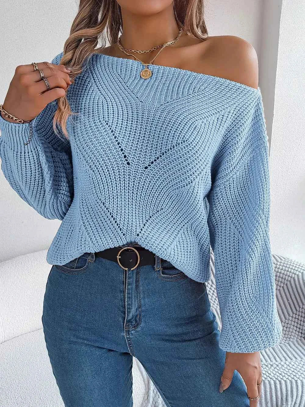 Openwork Long Sleeve Sweater