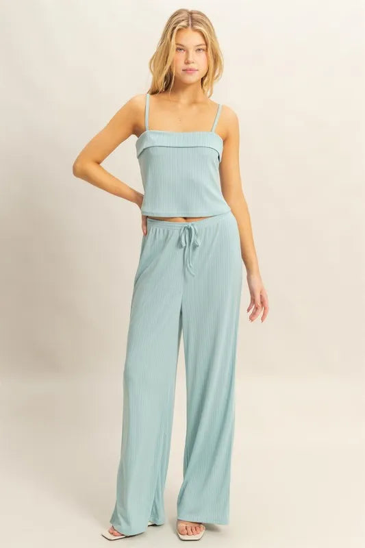 Rib Knit Cami Top and Pants Set — Livostyle