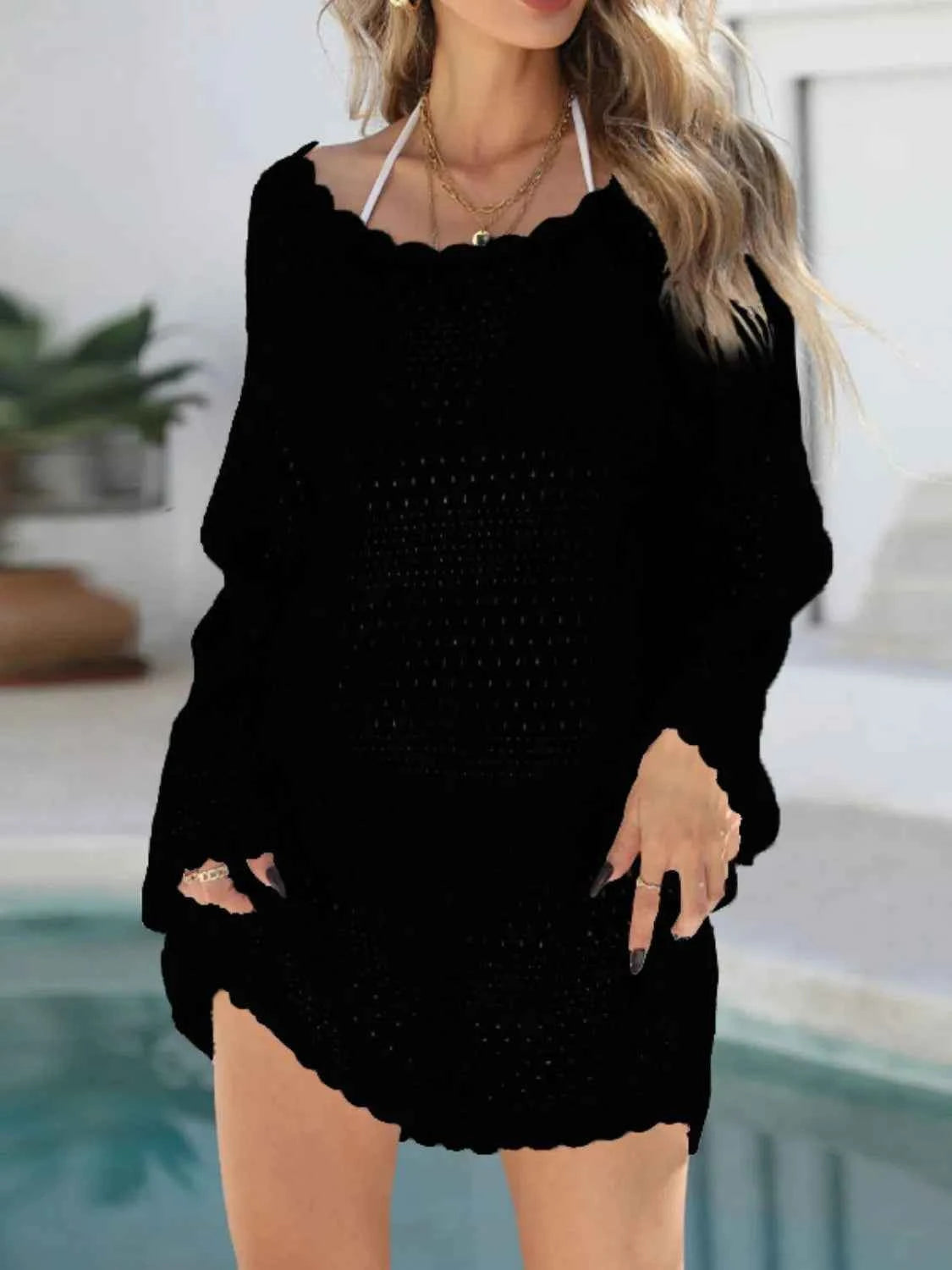 Round Neck Openwork Cover-Up
