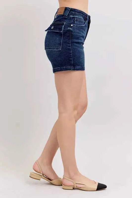 Judy Blue Full Size High Waist Back Flap Pocket Denim Shorts Plus Size
