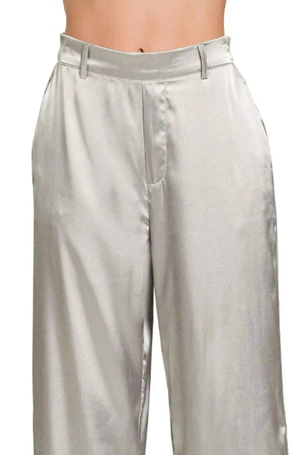 Zenana Wide-Leg Satin Pants
