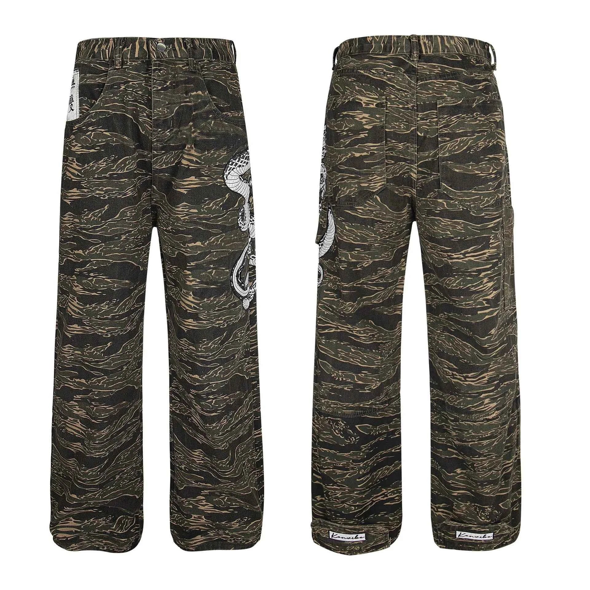 Men's Snake Camouflage Loose Fit Pants