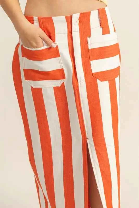 HYFVE Striped Pocket Detail Maxi Skirt
