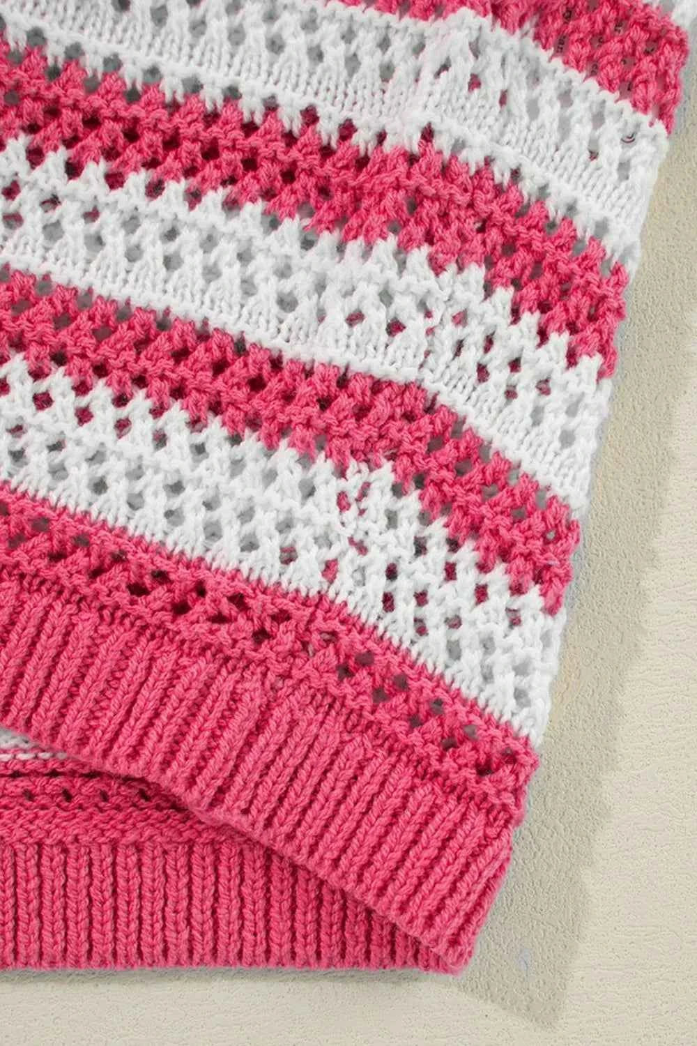 Stripe Hollowed Knit Sleeveless Sweater Dress