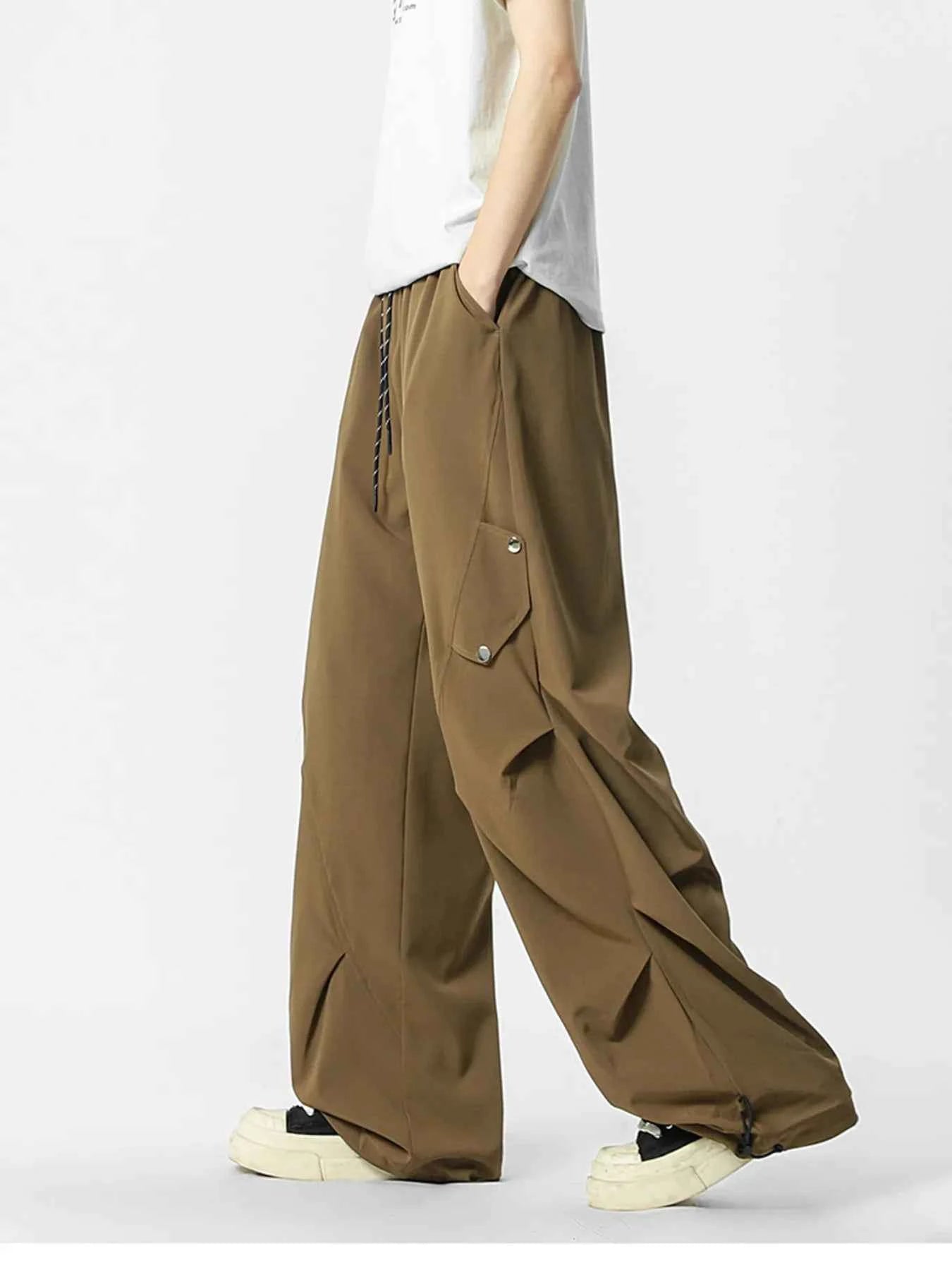 Men's Oversized Wide Leg Cargo Pants with Drawstring