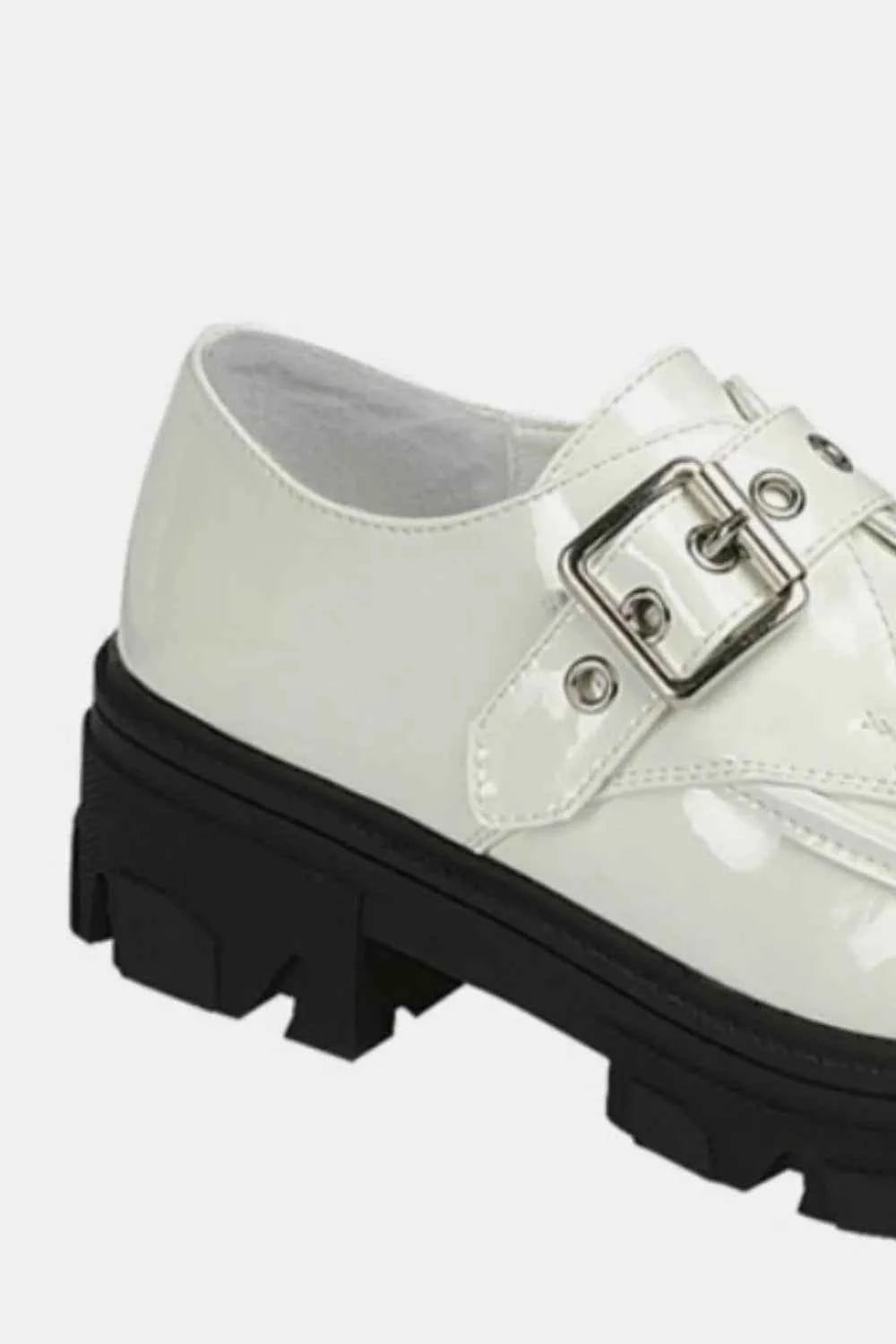 Trendy Vegan Leather Loafers with Buckle and Platform Lug Sole