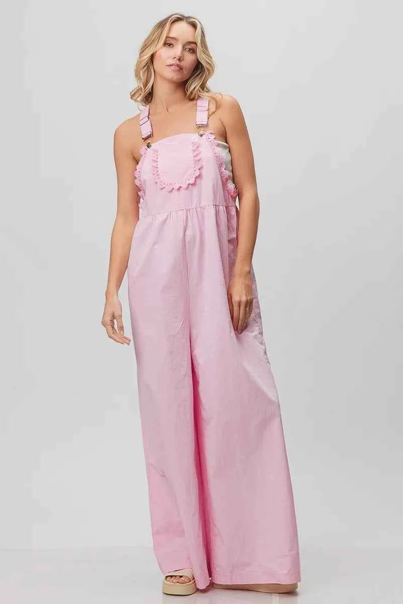 BiBi Lace Edge Detail Wide Leg Overall