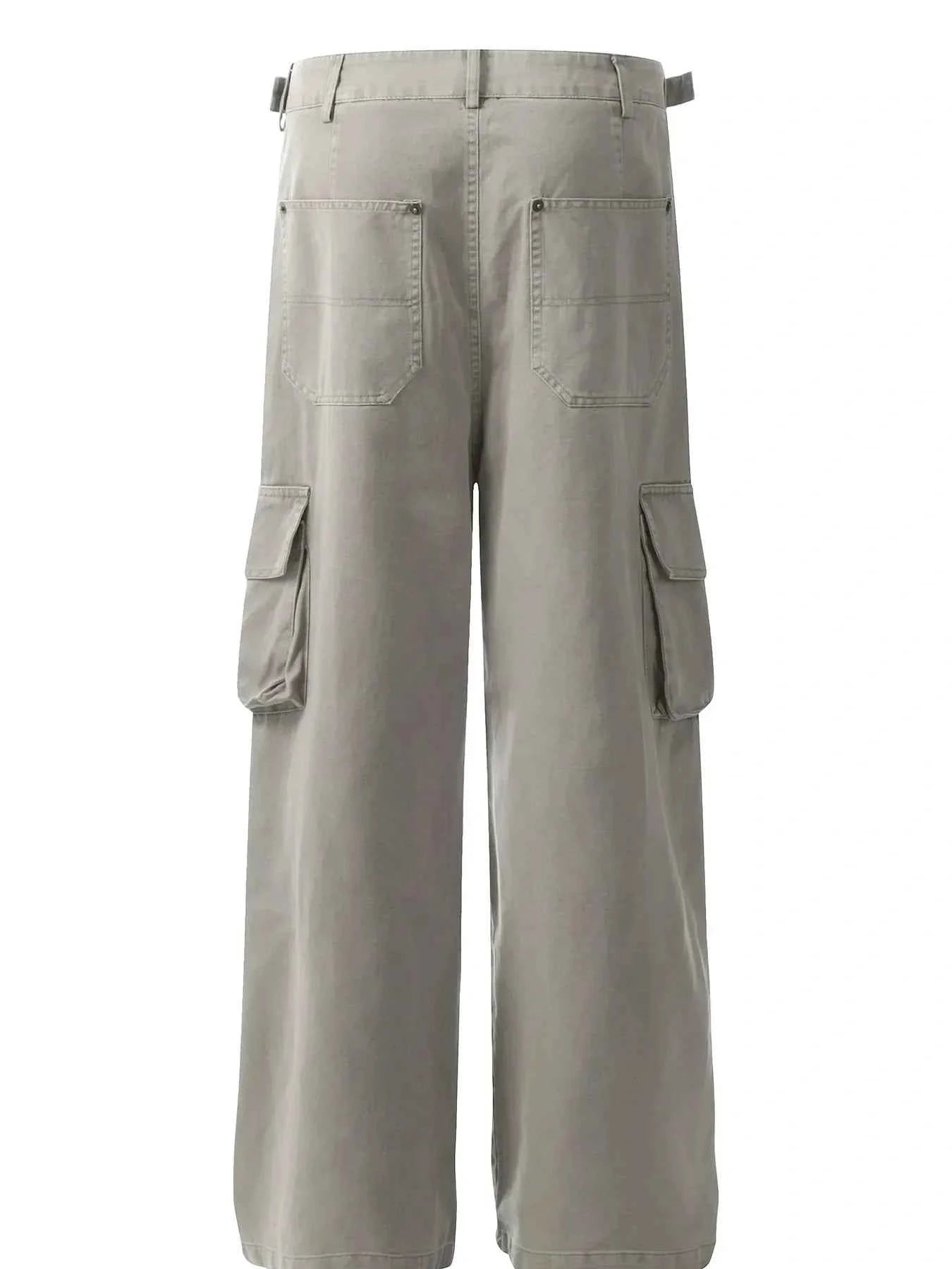 Men's Straight Cargo Pants with Multiple Pockets