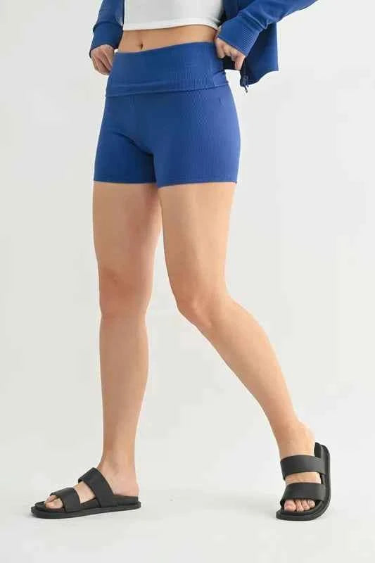 MONO B Ribbed Foldover Waist Shorts