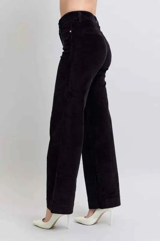 Judy Blue Full Size High Waist Corduroy Trouser Wide Plus Size
