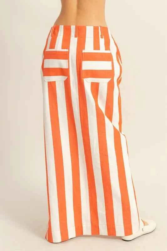 HYFVE Striped Pocket Detail Maxi Skirt