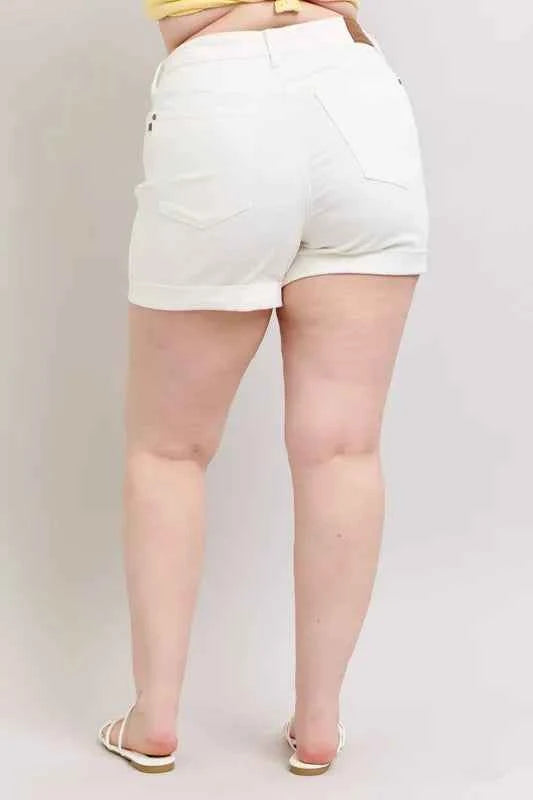 Judy Blue Full Size High Waist Double Roll Cuff Denim Shorts Plus Size