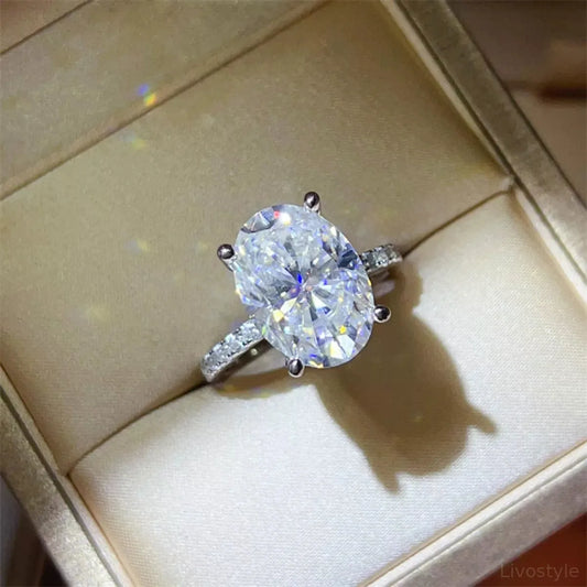 8 Carat Moissanite 925 Sterling Silver Ring — Oval Anniversa — square view — Livostyle