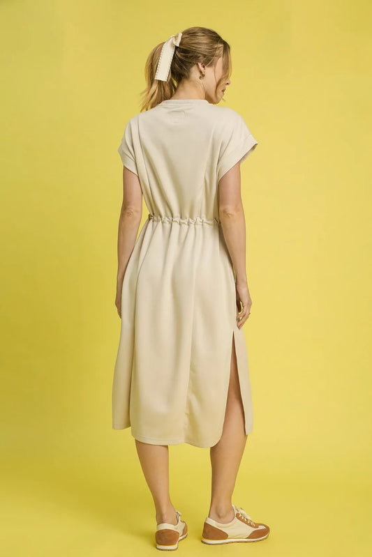 Side Slit Short Sleeve Midi Tee Dress