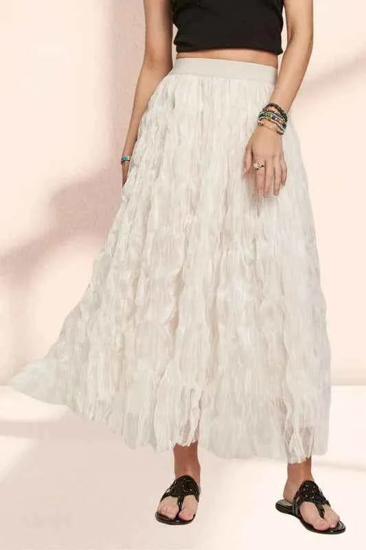 ADORA Elastic Waist Cloud Fluffy Maxi Skirt