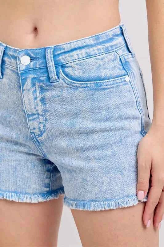 Judy Blue Full Size Mid Rise Garment Dyed Denim Shorts Plus Size
